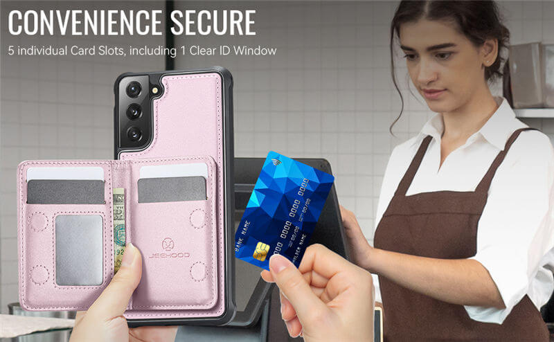 JEEHOOD Samsung Galaxy S22 Plus Detachable Magnetic Zipper Wallet Case