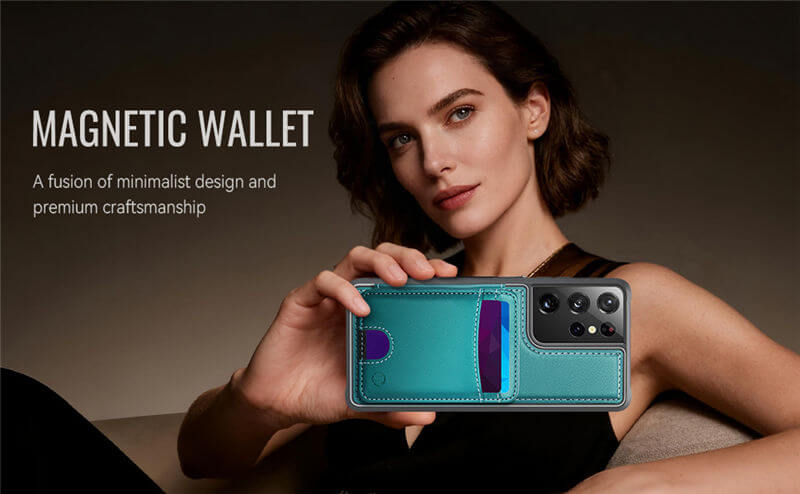 JEEHOOD Samsung Galaxy S21 Ultra 2-in-1 Magnetic Wallet Case