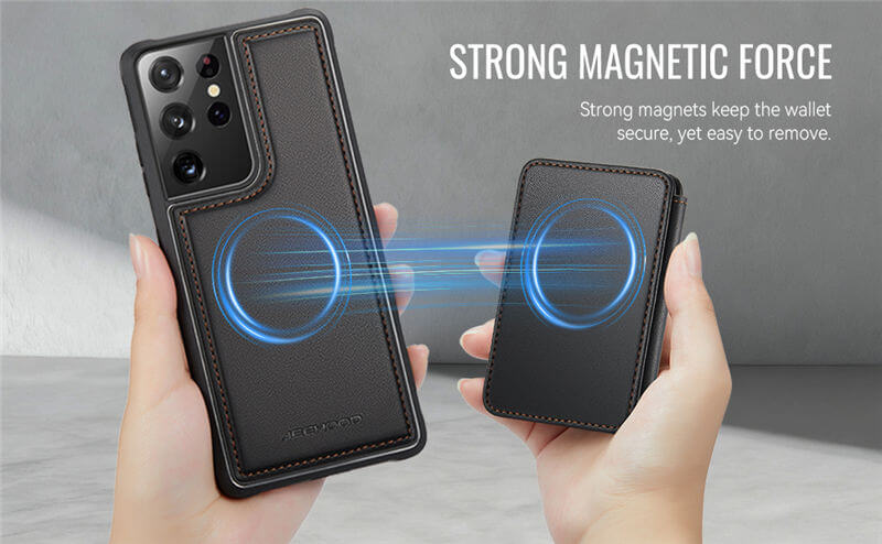 JEEHOOD Samsung Galaxy S21 Ultra 2-in-1 Magnetic Wallet Case