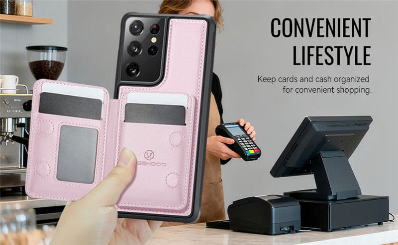 JEEHOOD Samsung Galaxy S21 Ultra 2-in-1 Magnetic Wallet Case