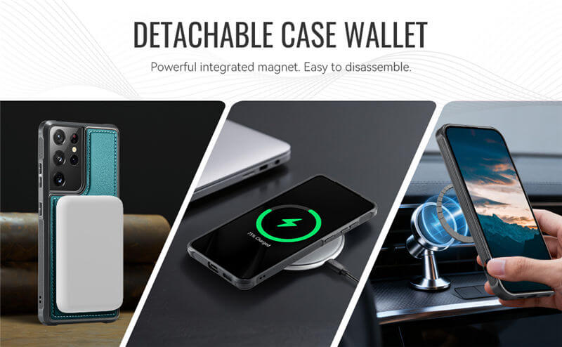 JEEHOOD Samsung Galaxy S21 Ultra 2-in-1 Magnetic Wallet Case
