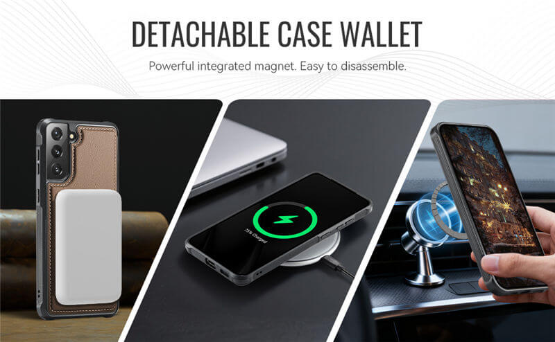 JEEHOOD Samsung Galaxy S22 Plus 2-in-1 Magnetic Wallet Case