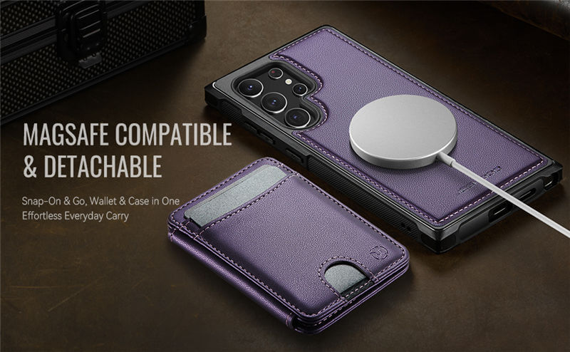 JEEHOOD Samsung Galaxy S22 Ultra 2-in-1 Magnetic Wallet Case