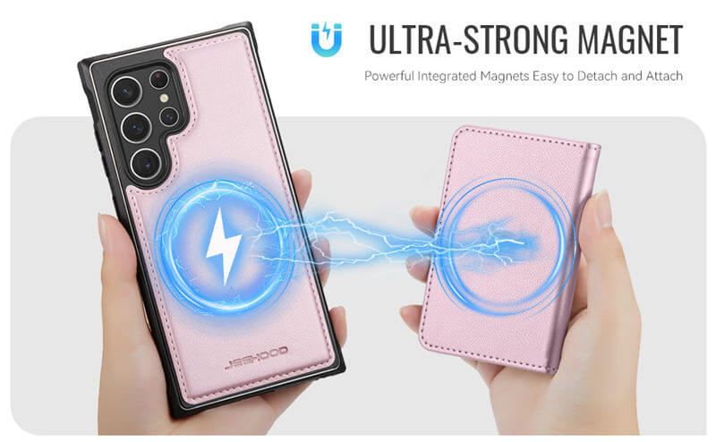 JEEHOOD Samsung Galaxy S22 Ultra Detachable Magnetic Zipper Wallet Case