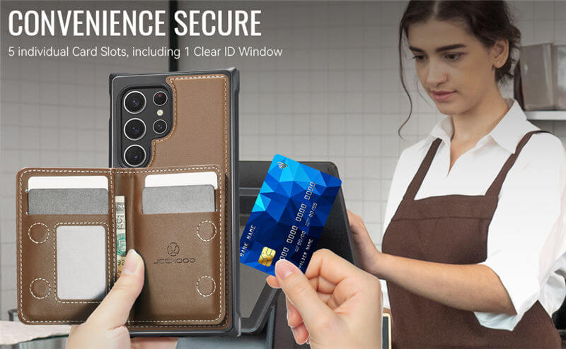 JEEHOOD Samsung Galaxy S22 Ultra Detachable Magnetic Zipper Wallet Case