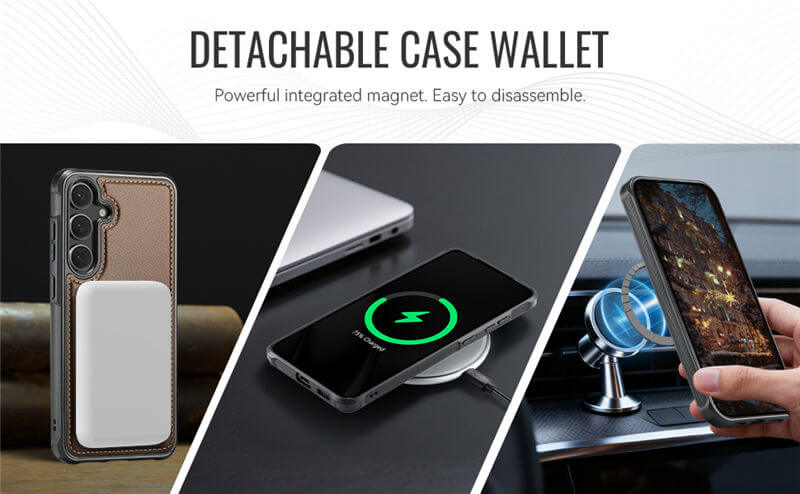JEEHOOD Samsung Galaxy S23 FE 2-in-1 Magnetic Wallet Case