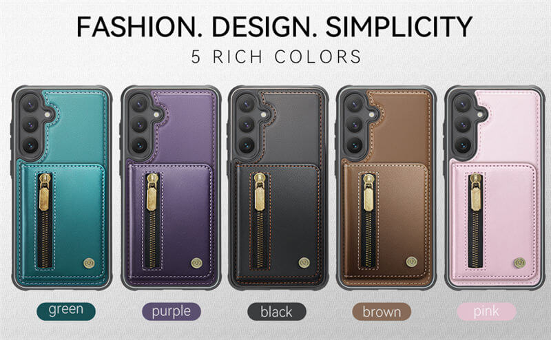 JEEHOOD Samsung Galaxy S23 FE Detachable Magnetic Zipper Wallet Case