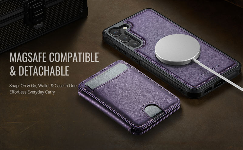 JEEHOOD Samsung Galaxy S23 Plus 2-in-1 Magnetic Wallet Case