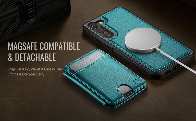 JEEHOOD Samsung Galaxy S23 2-in-1 Magnetic Wallet Case
