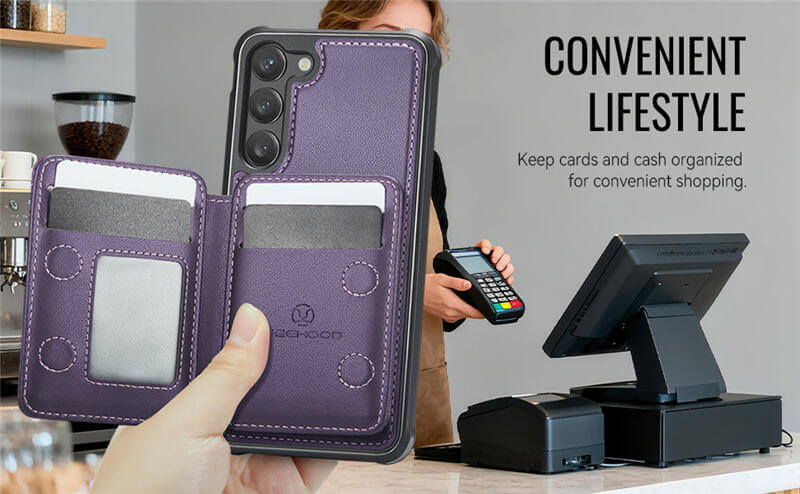 JEEHOOD Samsung Galaxy S23 2-in-1 Magnetic Wallet Case