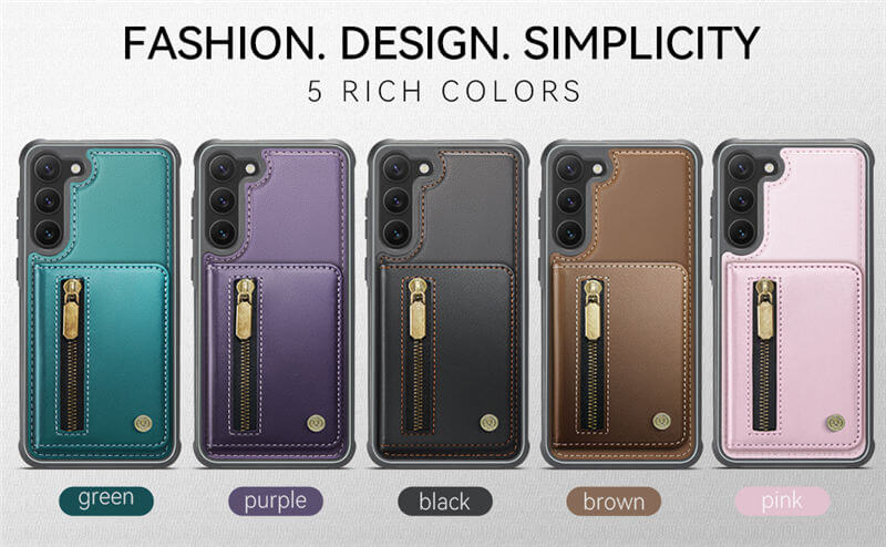 JEEHOOD Samsung Galaxy S23 Detachable Magnetic Zipper Wallet Case