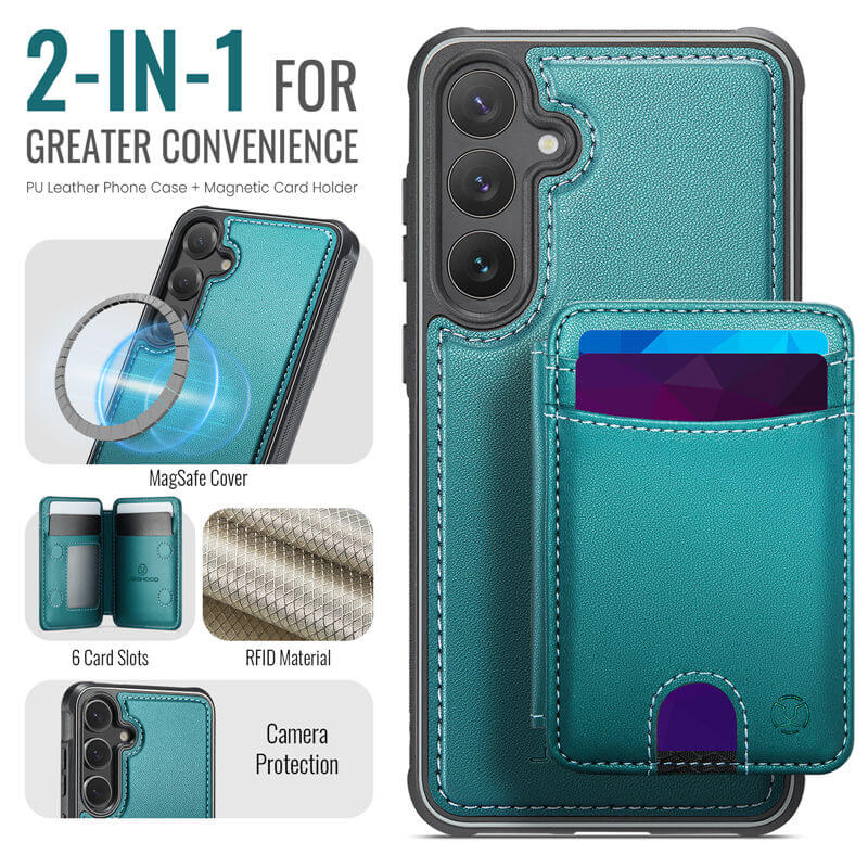 JEEHOOD Samsung Galaxy S25 FE 2-in-1 Magnetic RFID Wallet Case