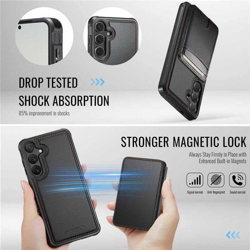 JEEHOOD Samsung Galaxy S25 FE 2-in-1 Magnetic RFID Wallet Case