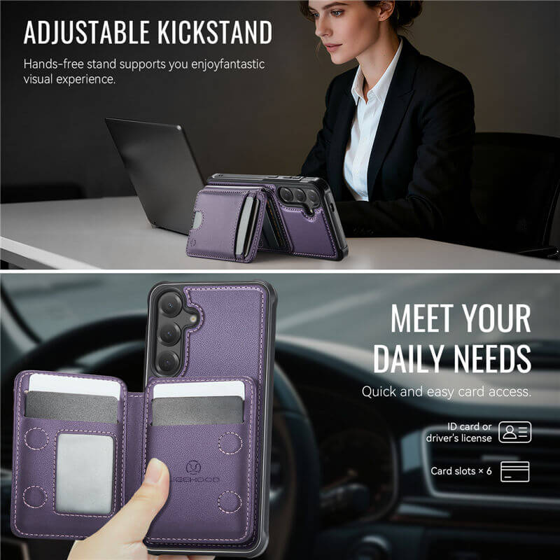 JEEHOOD Samsung Galaxy S25 FE 2-in-1 Magnetic RFID Wallet Case