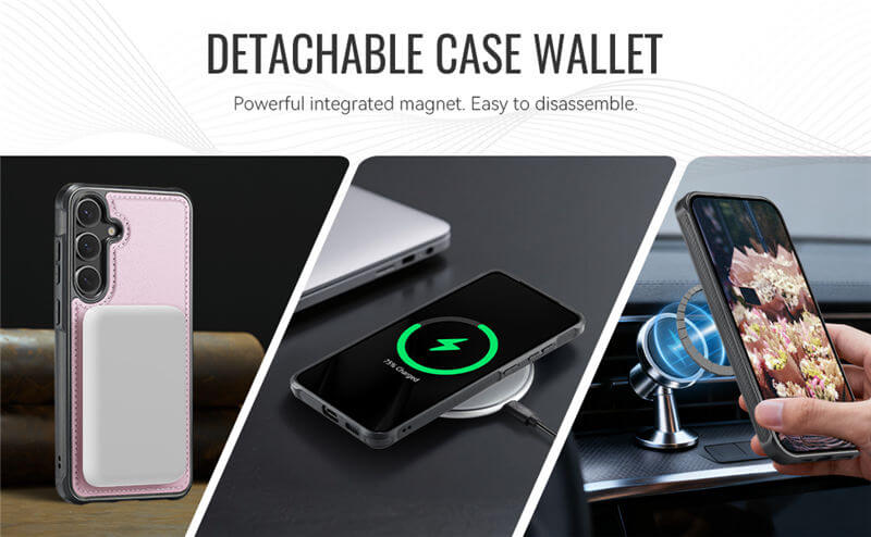 JEEHOOD Samsung Galaxy S25 FE 2-in-1 Magnetic Wallet Case