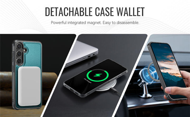 JEEHOOD Samsung Galaxy S24 2-in-1 Magnetic Wallet Case