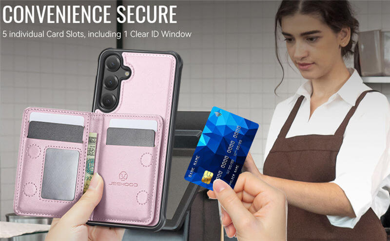 JEEHOOD Samsung Galaxy S25 Detachable Magnetic Zipper Wallet Case