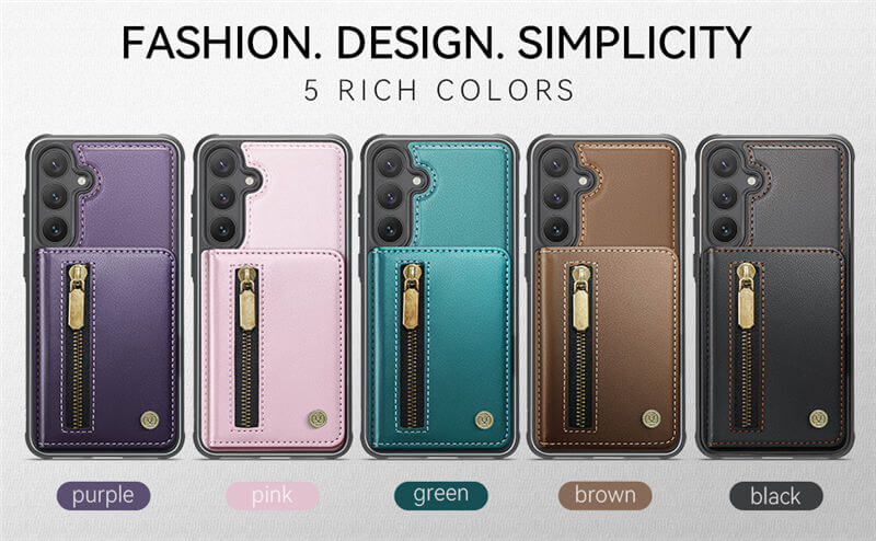 JEEHOOD Samsung Galaxy S24 Plus Detachable Magnetic Zipper Wallet Case
