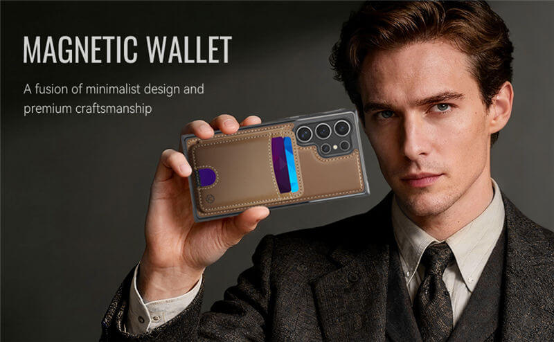 JEEHOOD Samsung Galaxy S25 Ultra 2-in-1 Magnetic Wallet Case