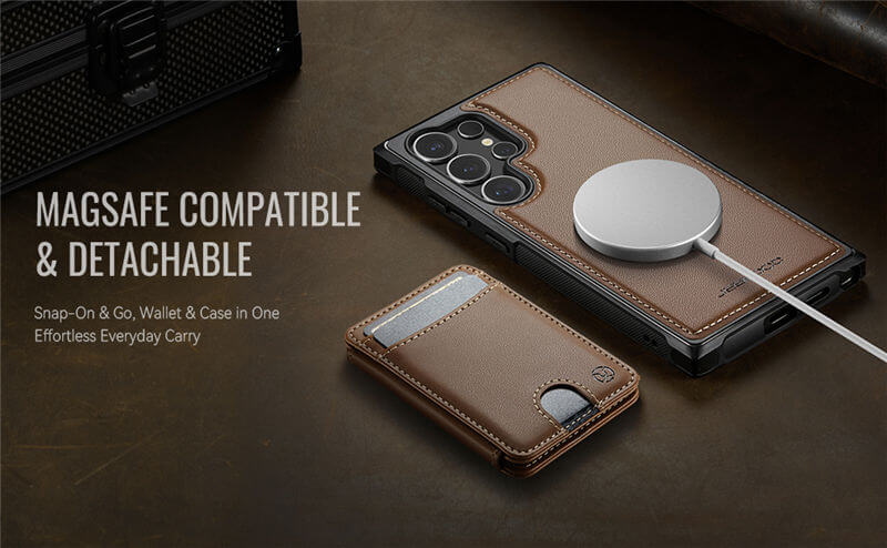 JEEHOOD Samsung Galaxy S24 Ultra 2-in-1 Magnetic Wallet Case