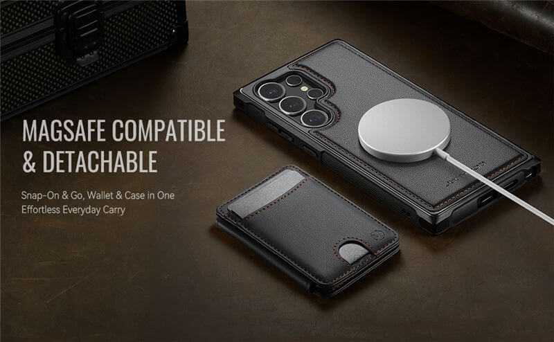 JEEHOOD Samsung Galaxy S25 Ultra 2-in-1 Magnetic Wallet Case
