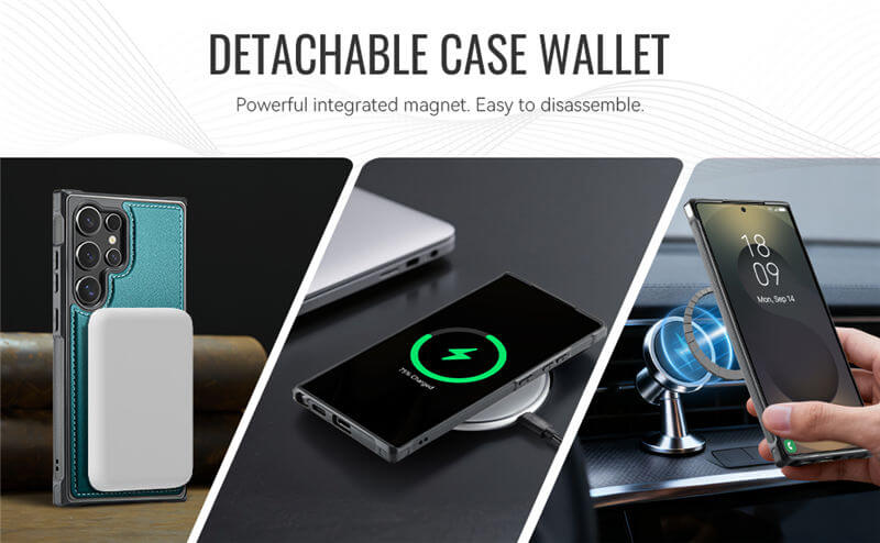 JEEHOOD Samsung Galaxy S24 Ultra 2-in-1 Magnetic Wallet Case