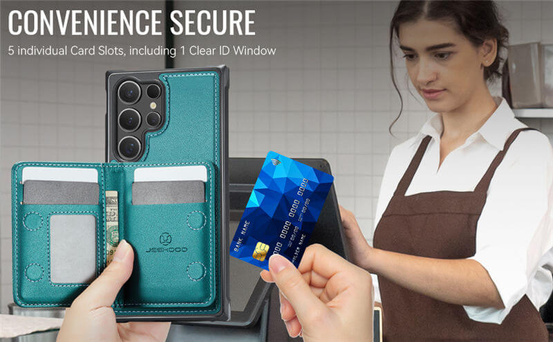 JEEHOOD Samsung Galaxy S25 Ultra Detachable Magnetic Zipper Wallet Case