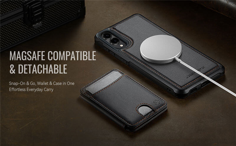 JEEHOOD Samsung Galaxy S25 Edge 2-in-1 Magnetic Wallet Case