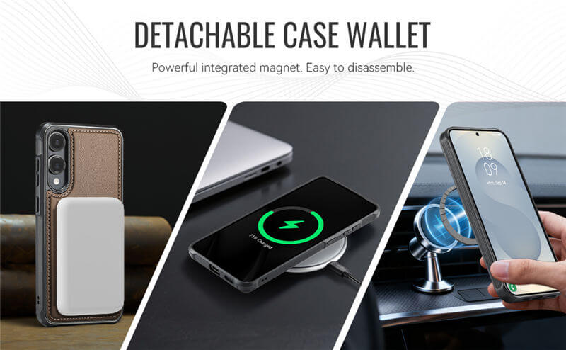 JEEHOOD Samsung Galaxy S25 Edge 2-in-1 Magnetic Wallet Case