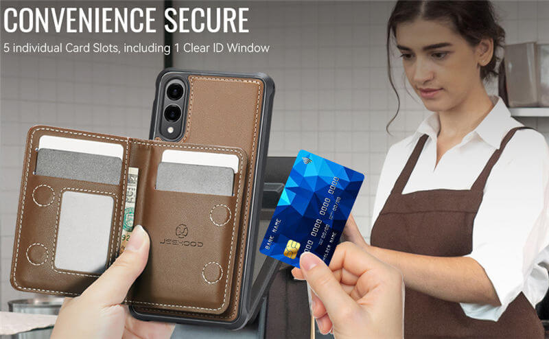 JEEHOOD Samsung Galaxy S25 Edge Detachable Magnetic Zipper Wallet Case
