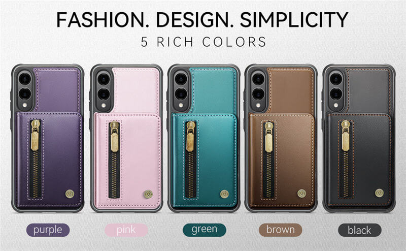 JEEHOOD Samsung Galaxy S25 Edge Detachable Magnetic Zipper Wallet Case
