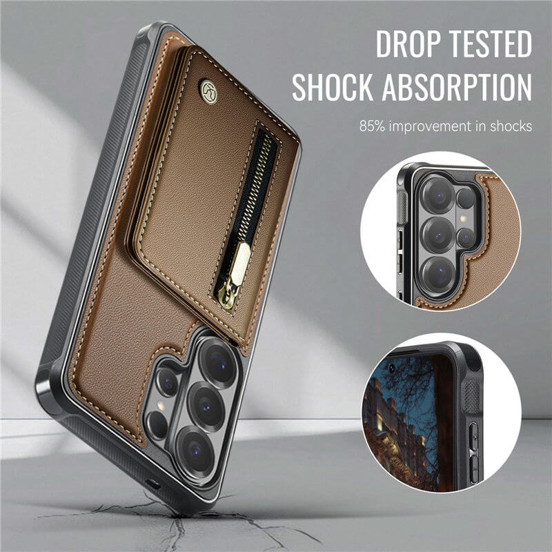 JEEHOOD Samsung Galaxy S26 Ultra Detachable Magnetic Zipper Wallet Case