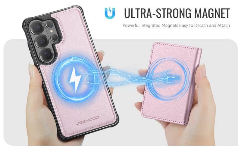 JEEHOOD Samsung Galaxy S26 Ultra Detachable Magnetic Zipper Wallet Case