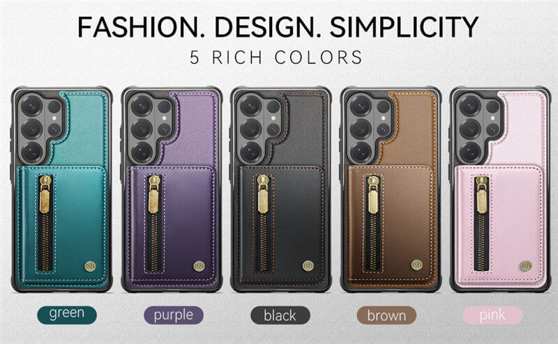 JEEHOOD Samsung Galaxy S26 Ultra Detachable Magnetic Zipper Wallet Case