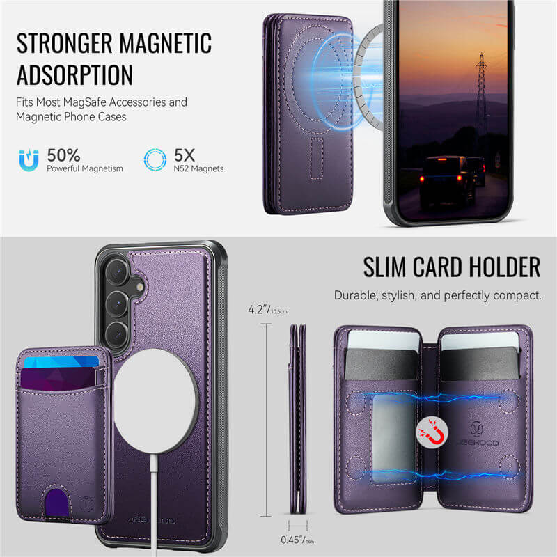 JEEHOOD Samsung Galaxy S26 Plus 2-in-1 Magnetic RFID Wallet Case