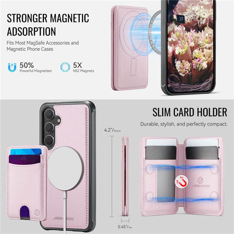 JEEHOOD Samsung Galaxy S26 2-in-1 Magnetic RFID Wallet Case
