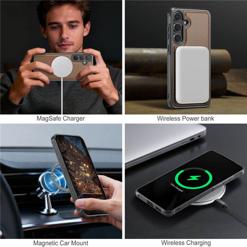 JEEHOOD Samsung Galaxy S26 2-in-1 Magnetic RFID Wallet Case