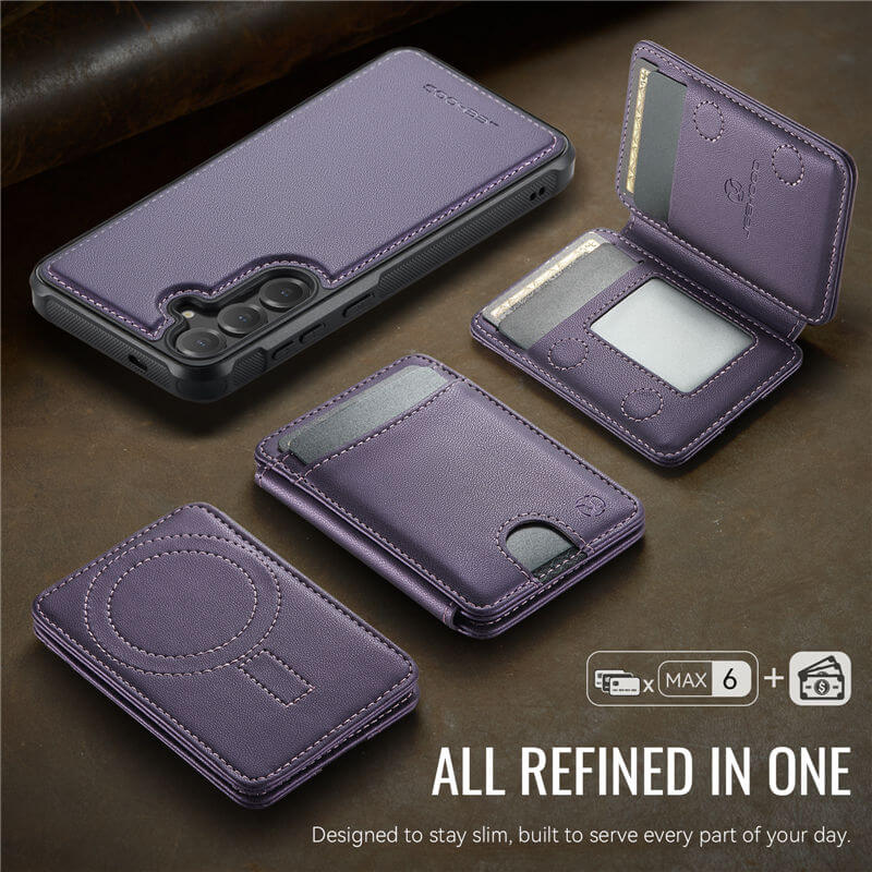 JEEHOOD Samsung Galaxy S26 Plus 2-in-1 Magnetic RFID Wallet Case