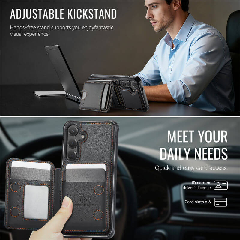 JEEHOOD Samsung Galaxy S26 Plus 2-in-1 Magnetic RFID Wallet Case
