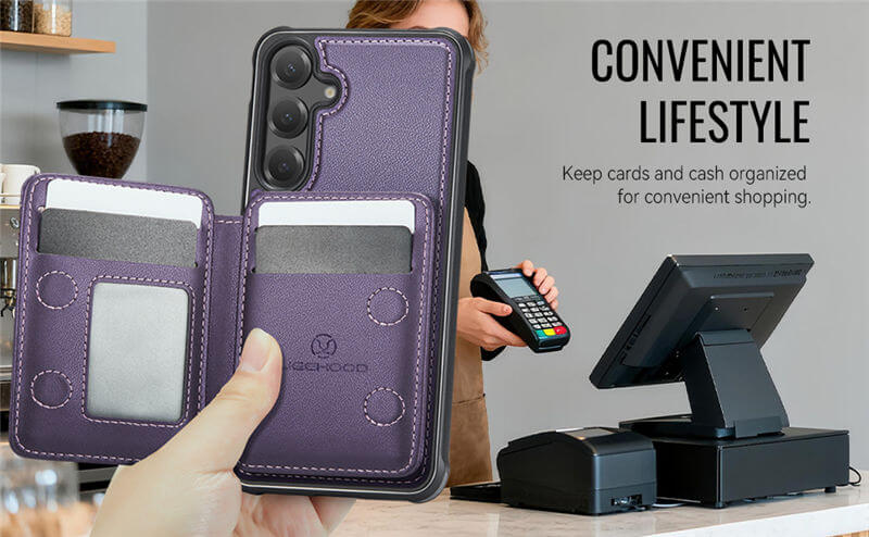 JEEHOOD Samsung Galaxy S26 2-in-1 Magnetic Wallet Case