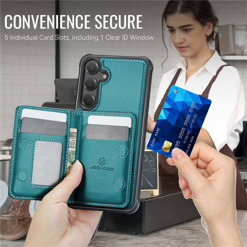 JEEHOOD Samsung Galaxy S26 Detachable Magnetic Zipper Wallet Case