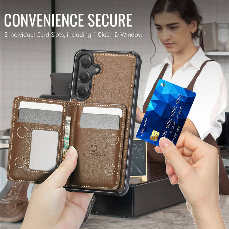 JEEHOOD Samsung Galaxy S26 Plus Detachable Magnetic Zipper Wallet Case with RFID Blocking