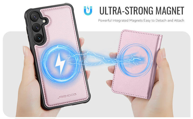 JEEHOOD Samsung Galaxy S26 Detachable Magnetic Zipper Wallet Case