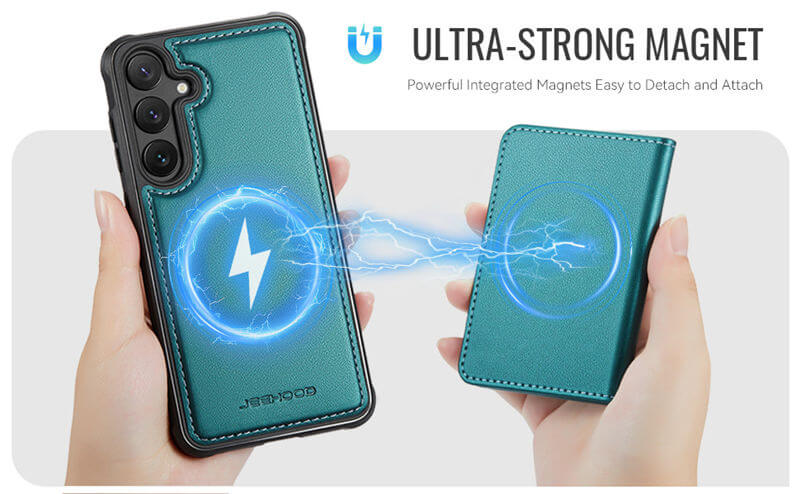 JEEHOOD Samsung Galaxy S26 Plus Detachable Magnetic Zipper Wallet Case