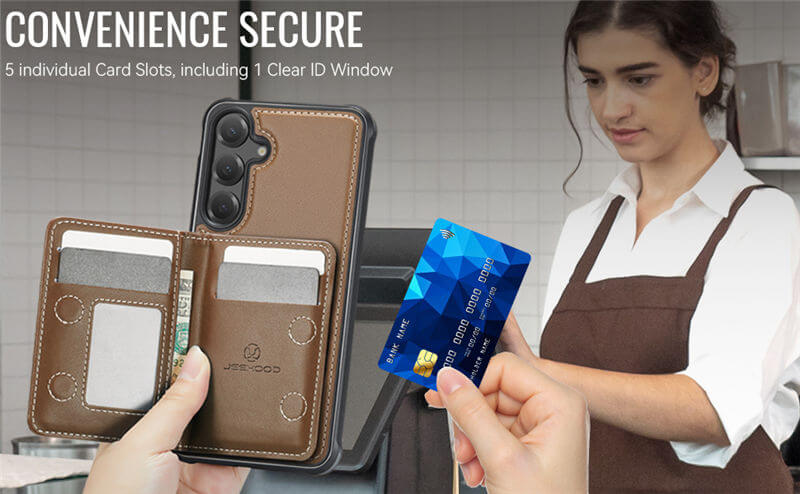 JEEHOOD Samsung Galaxy S26 Detachable Magnetic Zipper Wallet Case
