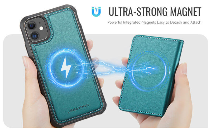 JEEHOOD iPhone 11 Detachable Magnetic Zipper Wallet Case