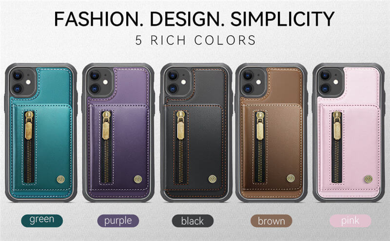 JEEHOOD iPhone 11 Detachable Magnetic Zipper Wallet Case