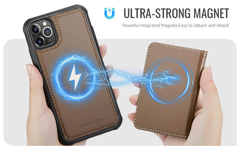 JEEHOOD iPhone 11 Pro Max Detachable Magnetic Zipper Wallet Case
