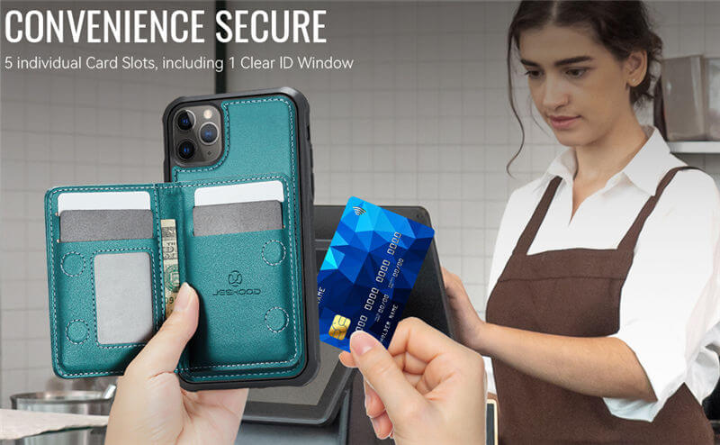 JEEHOOD iPhone 11 Pro Detachable Magnetic Zipper Wallet Case