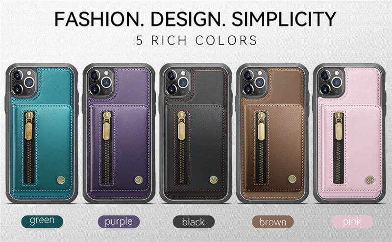 JEEHOOD iPhone 11 Pro Detachable Magnetic Zipper Wallet Case